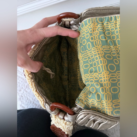 JAMIN PUECH Vestiaire Collective Leather Shoulder Purse Taupe Gold Beaded Ruched - Picture 7 of 16